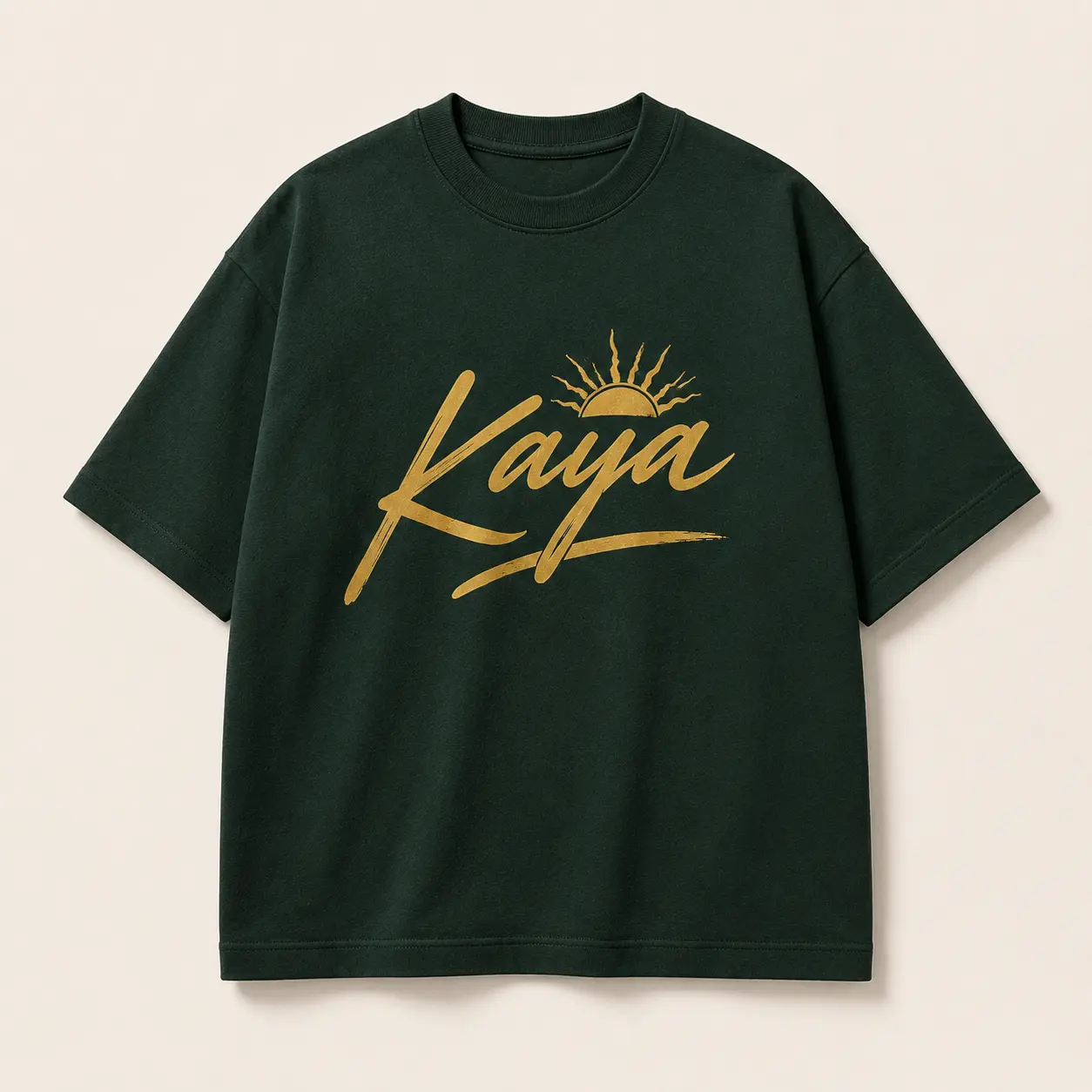 KAYA フロントロゴ Tシャツ DARK FOREST GREEN / GOLD PRINT