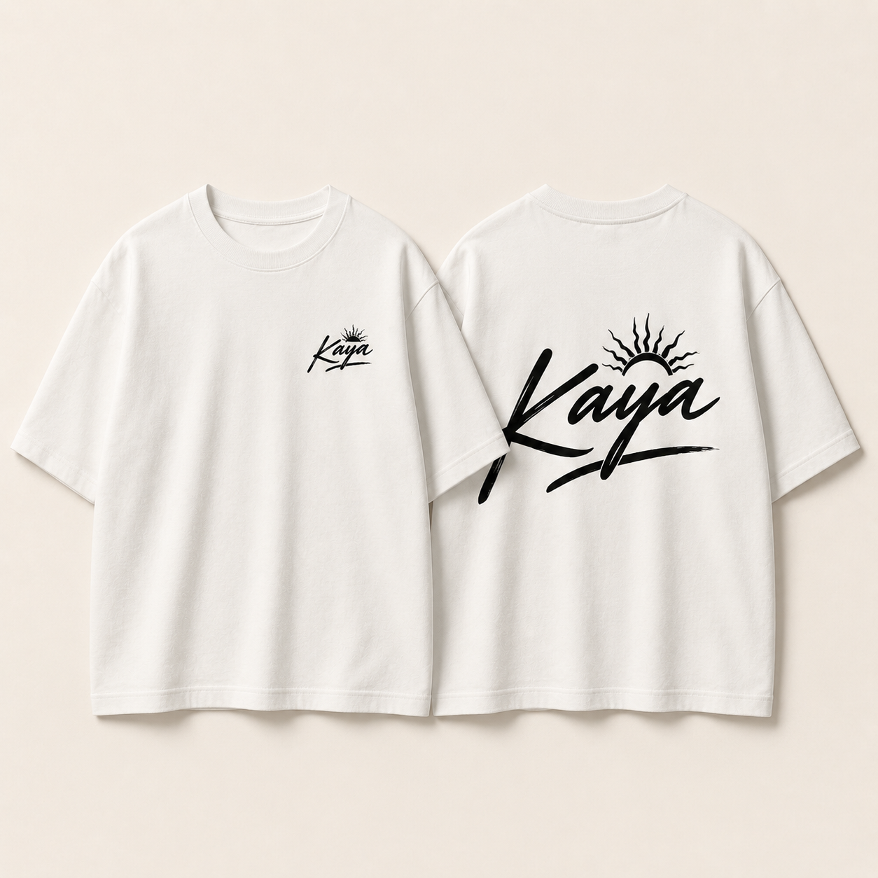 KAYA シグネチャーロゴ Tシャツ WHITE（フロント／バック）