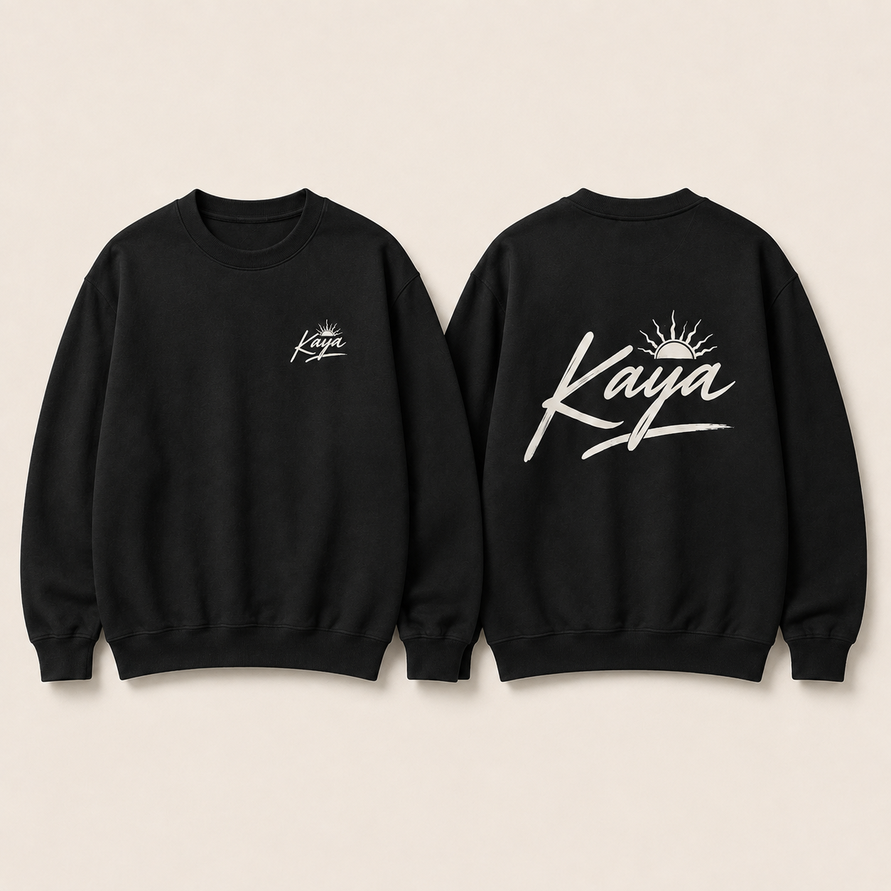 KAYA ロゴ スウェットシャツ BLACK(フロント/バック)