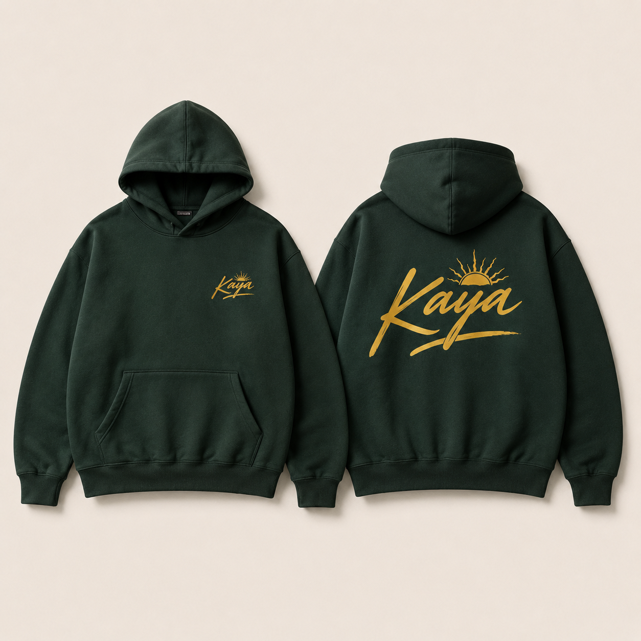 KAYA ロゴ フーディー DARK FOREST GREEN(フロント/バック)