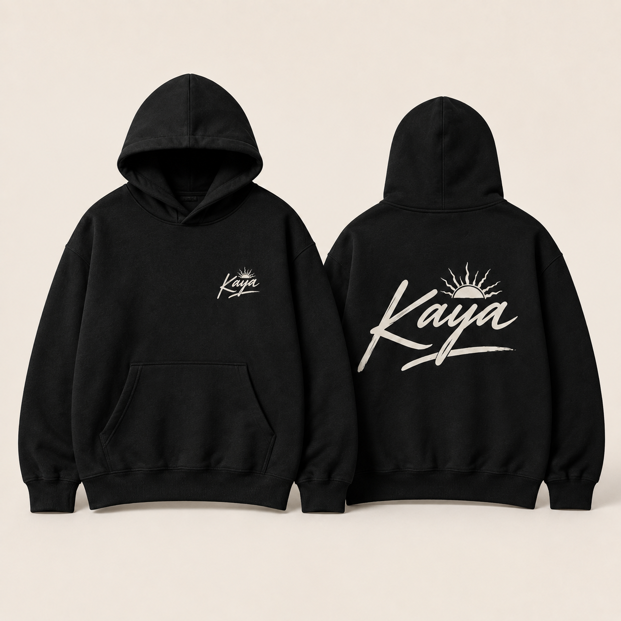 KAYA ロゴ フーディー BLACK（フロント／バック）