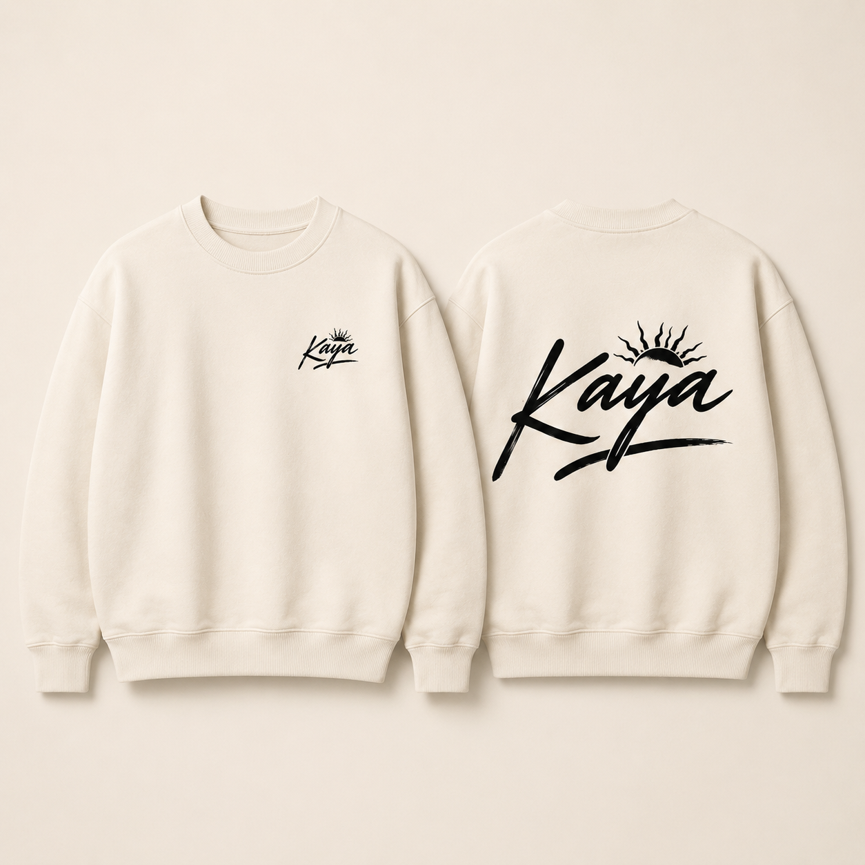 KAYA ロゴ スウェットシャツ WHITE（フロント／バック）