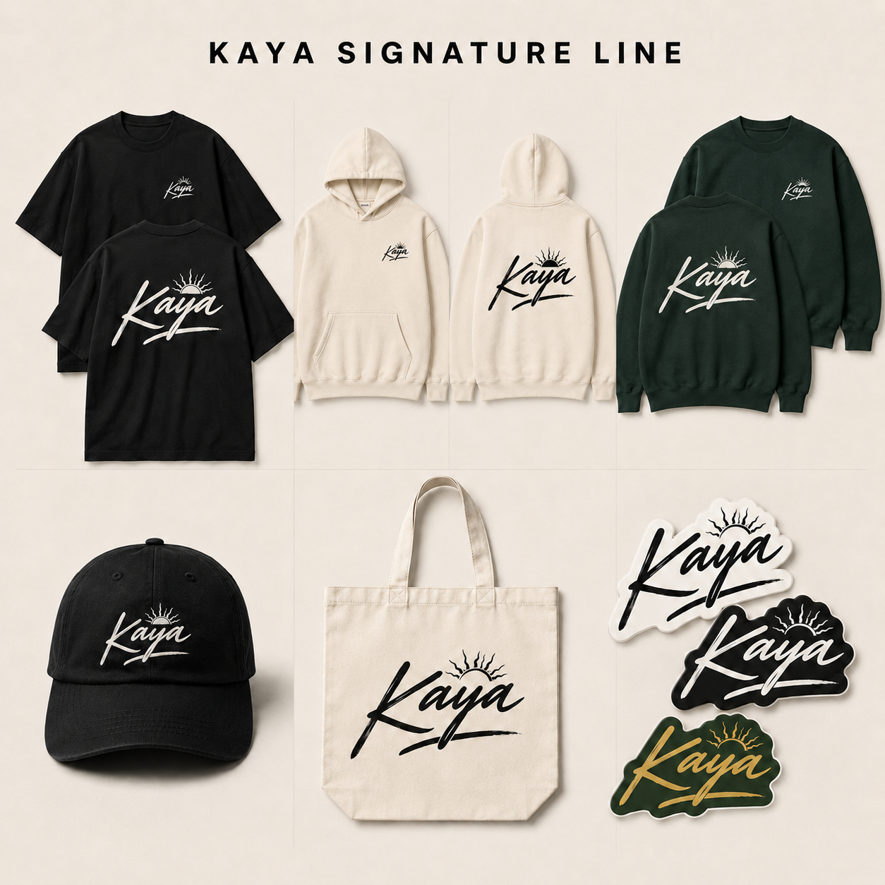KAYA シグネチャーライン（Tシャツ・フーディー・スウェット・キャップ・トート・ステッカー）